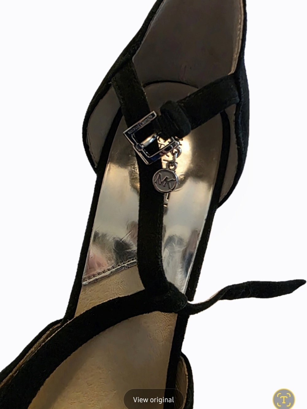 Michael Kors Black T-Strap Suede High Heels - Picture 3 of 6